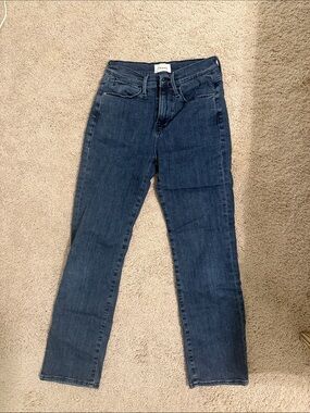 FRAME Jeans Le High Straight High Waist Stretch in Kinley Blue Size 26